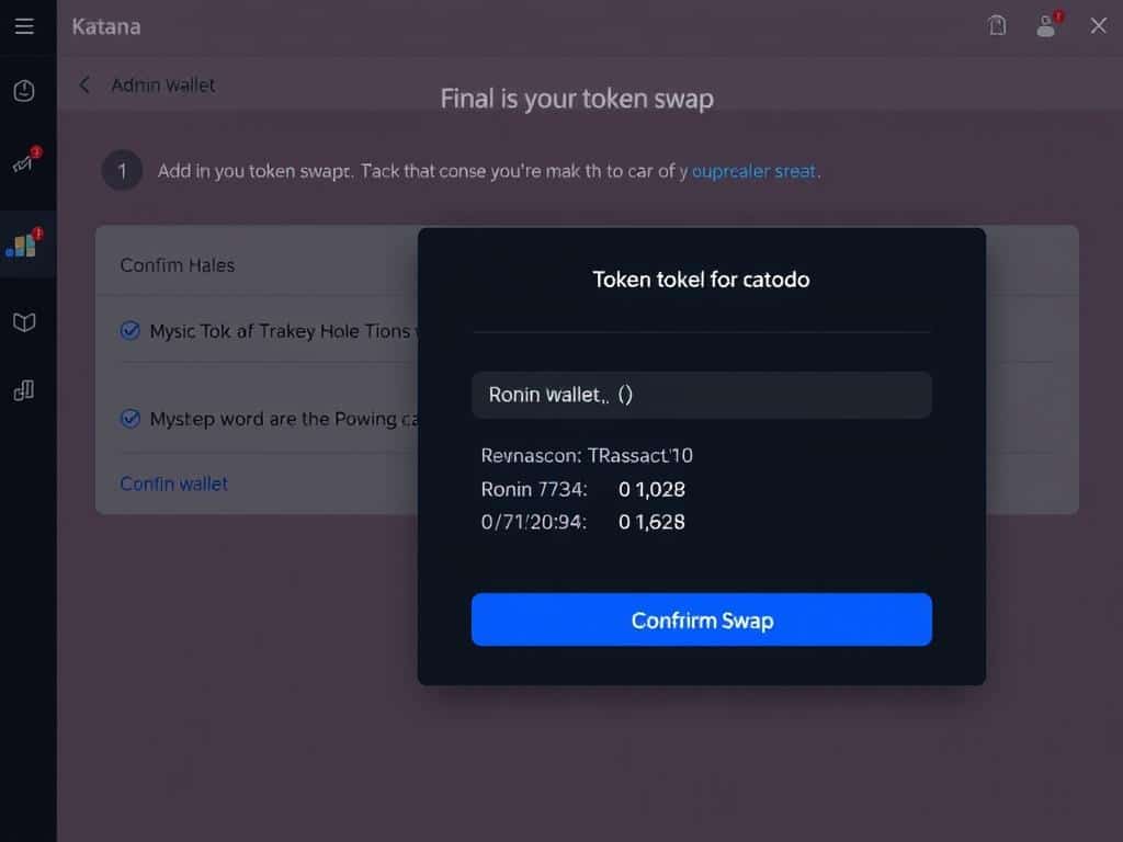 Confirming a swap on Katana with the Ronin wallet confirmation popup