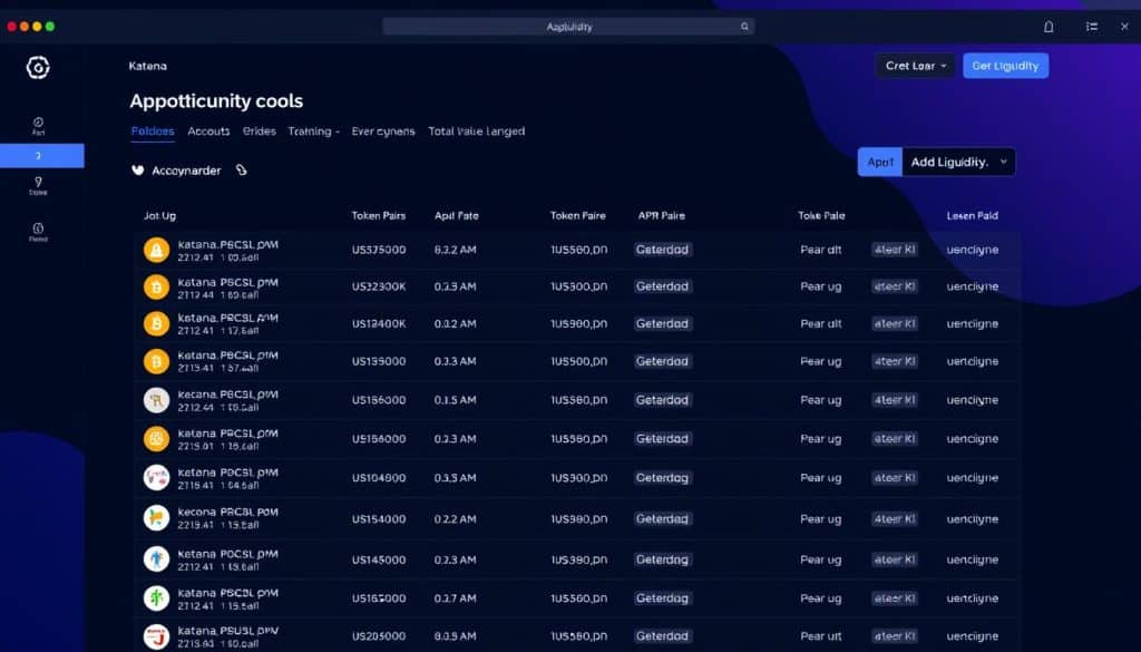 Katana DEX liquidity pools overview page