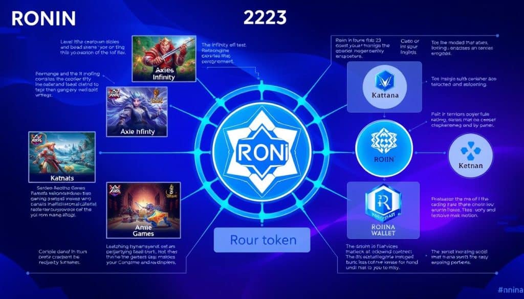 Ronin ecosystem showing games, DEX, and wallet connected through RON token Ronin ecosystem showing games, DEX, and wallet connected through RON token