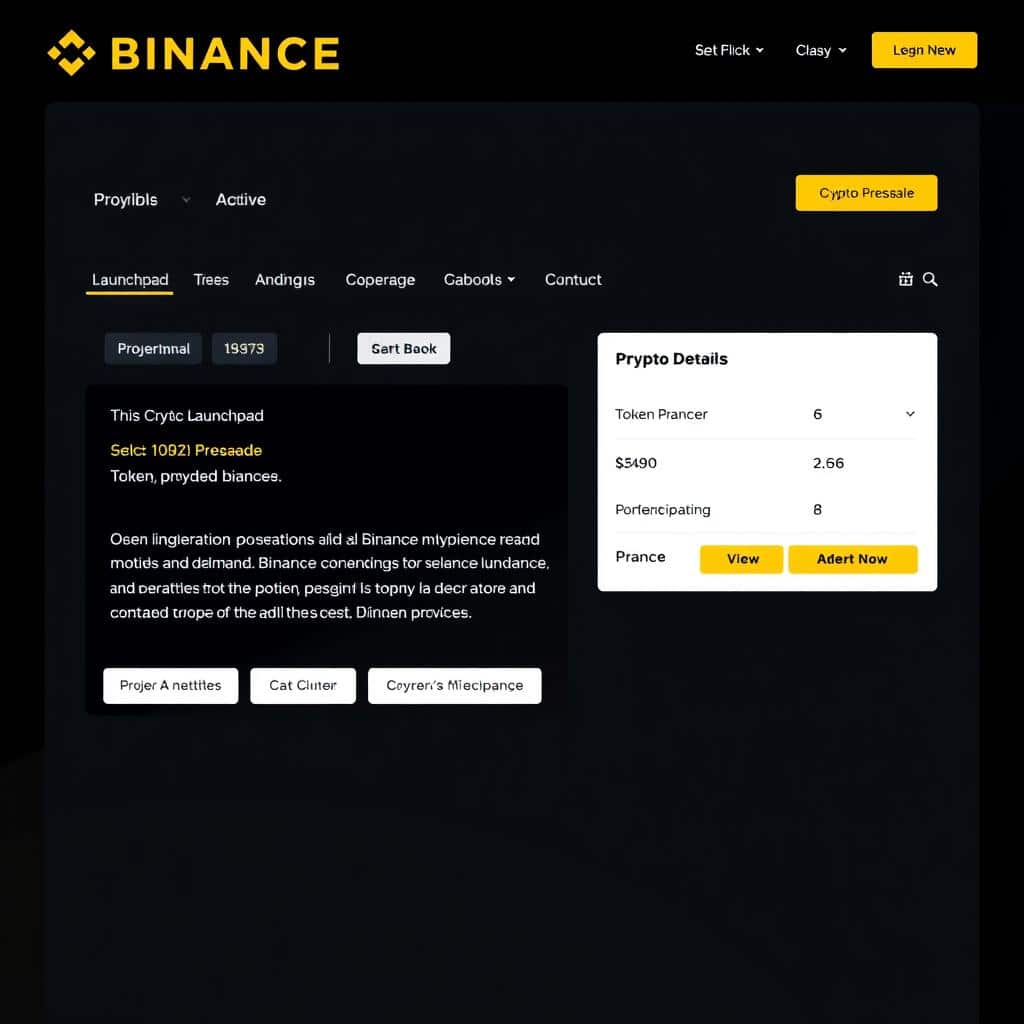 Binance Launchpad interface showing a crypto presale