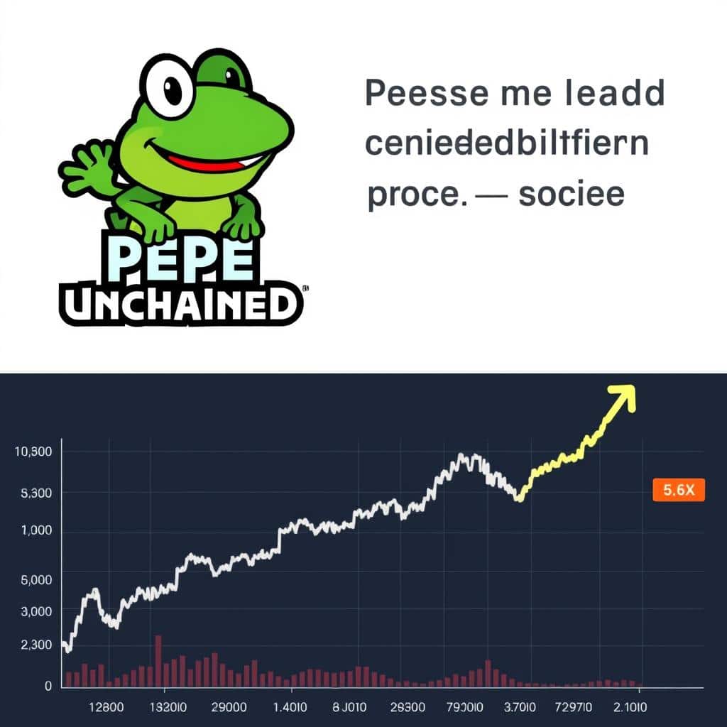 Pepe Unchained logo and price chart showing growth after presale