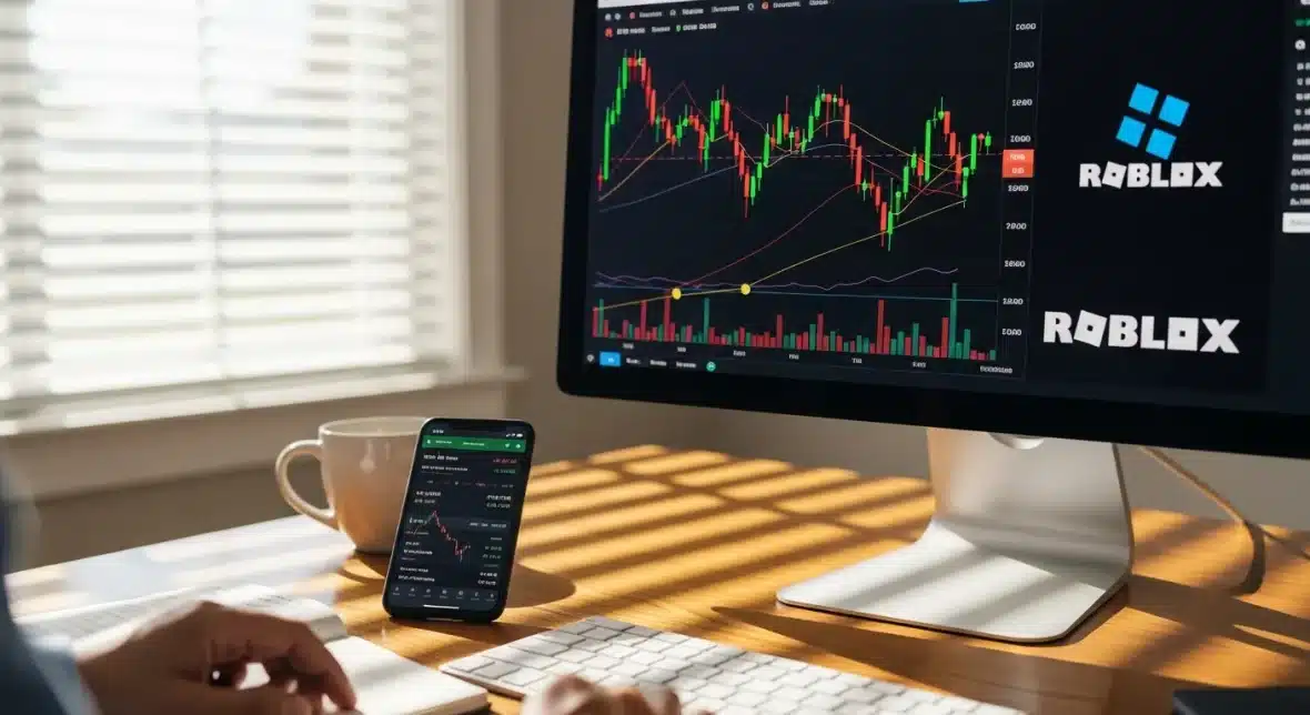 computer-monitor-displaying-stock-chart-and-roblox-logo-on-home-office-desk