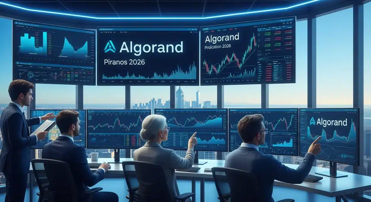investors-analyzing-algorand-price-prediction-in-a-high-tech-trading-room