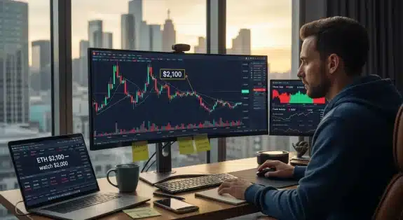 trader-studies-ethereum-chart-showing-2-100-price-and-risk-of-2-000-drop