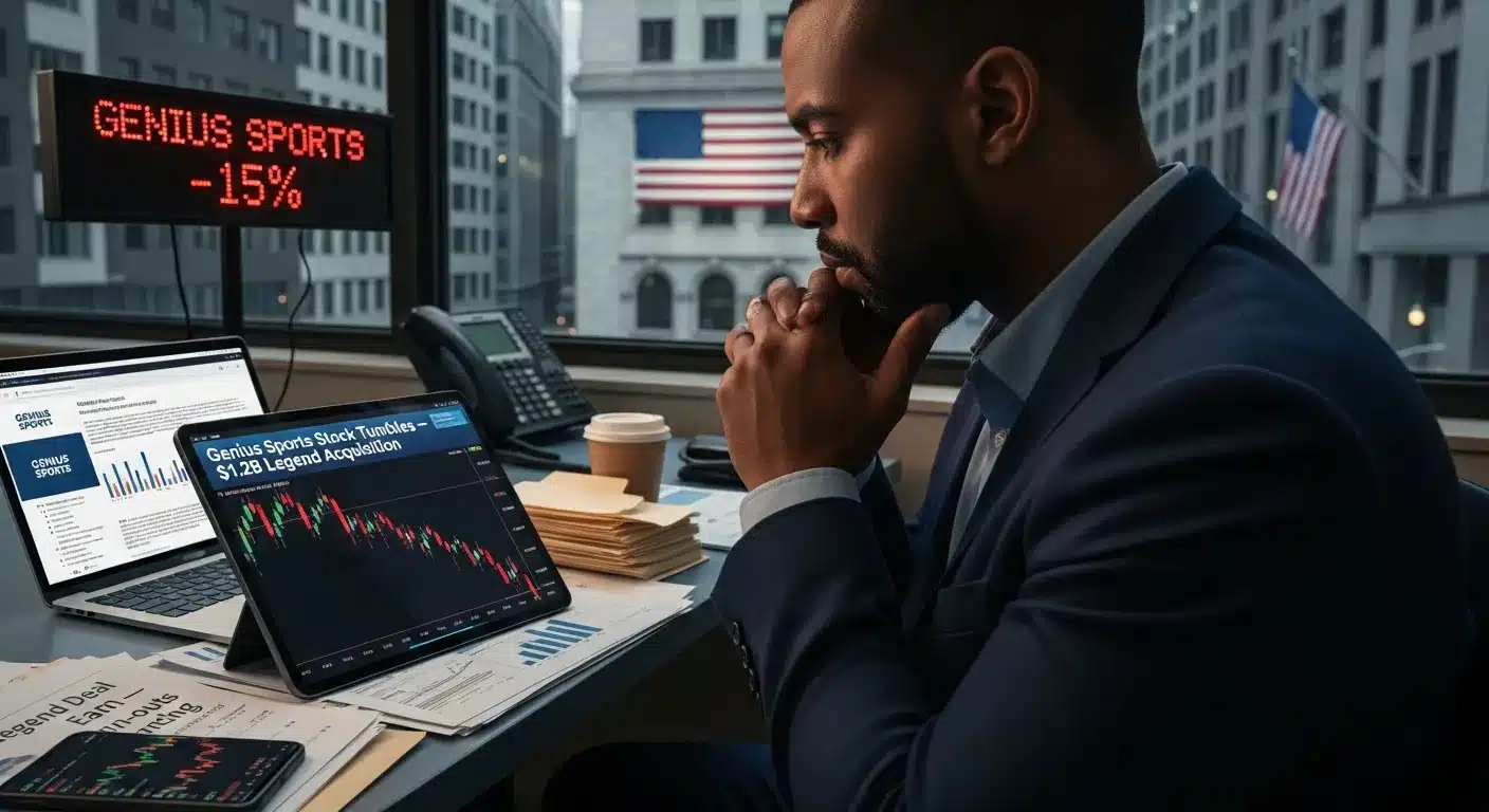 trader-viewing-plunging-genius-sports-stock-chart-after-1-2b-acquisition-news
